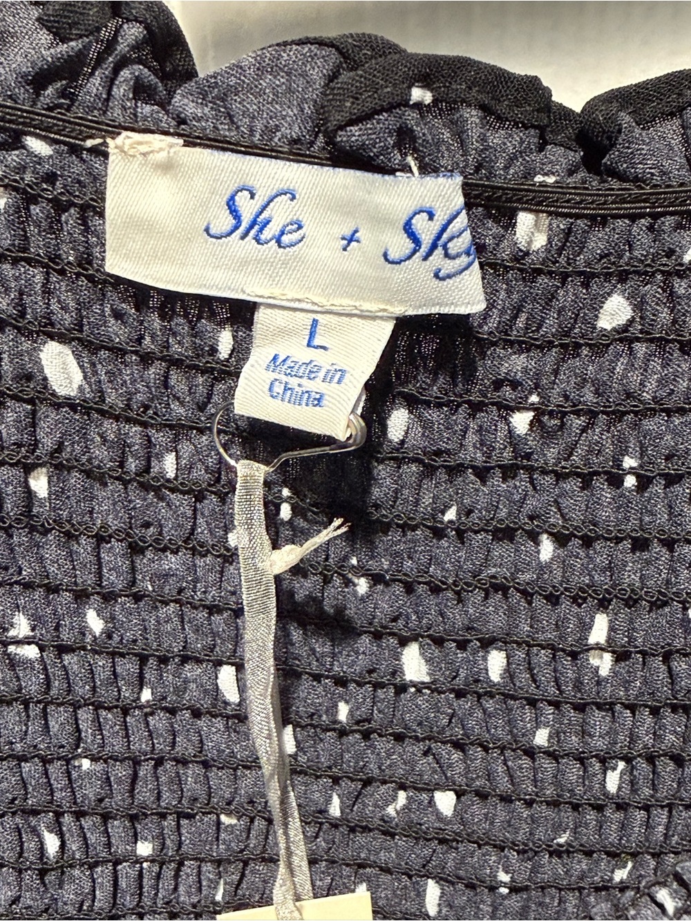 She + Sky Black Polka Dot Smocked Ruffle Mini Dress - Picture 3 of 4